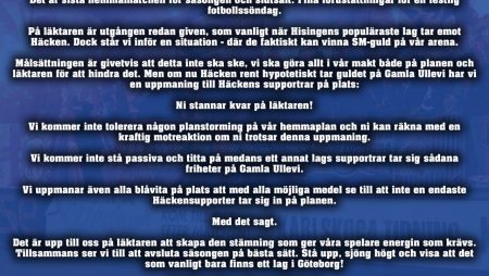 Blåvittfansens uppmaning till Häckenfansen inför guldmatchen på Gamla Ullevi